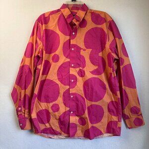 French Crown shirt Men 42‎ button up orange pink polka dots childcore rave
